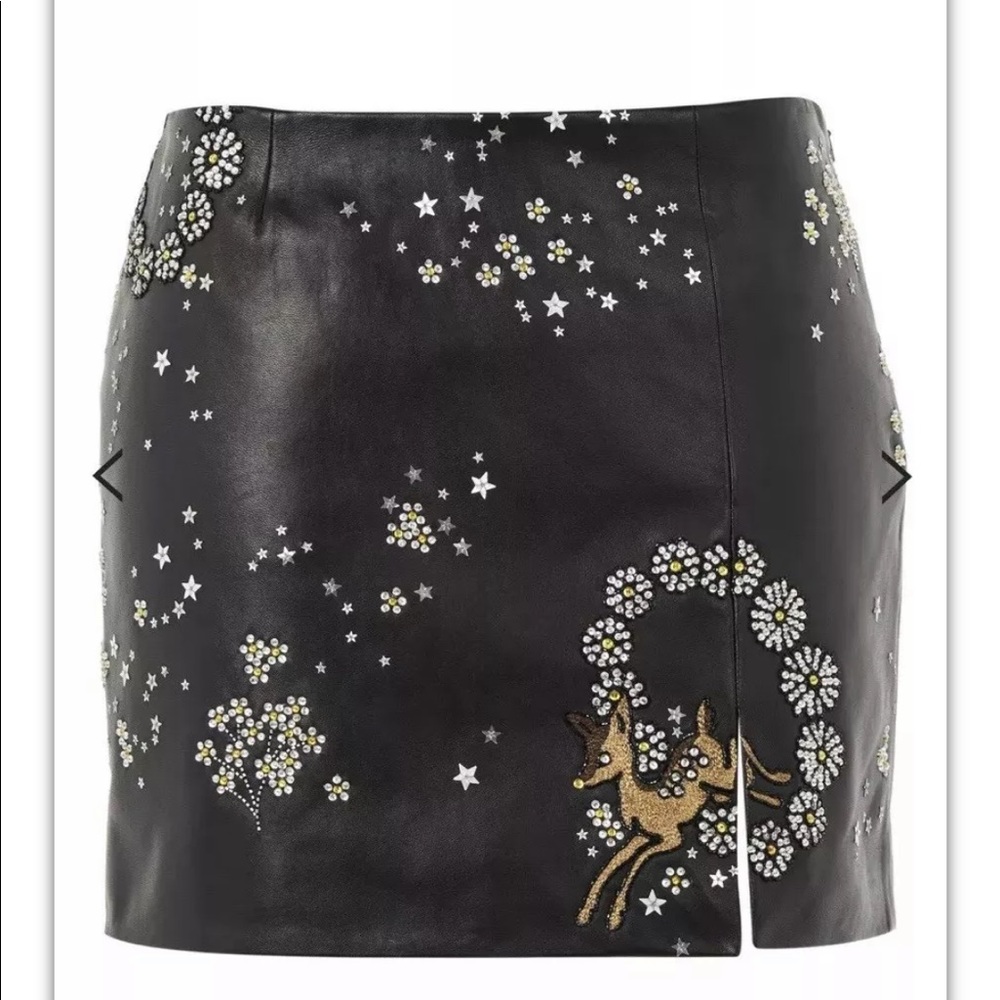 Topshop Unique Leather Alice Skirt Embellished